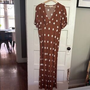 a new day Brown Polka Dot Maxi Dress